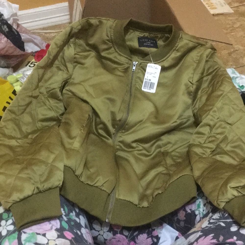 Olive gold bomber jacket